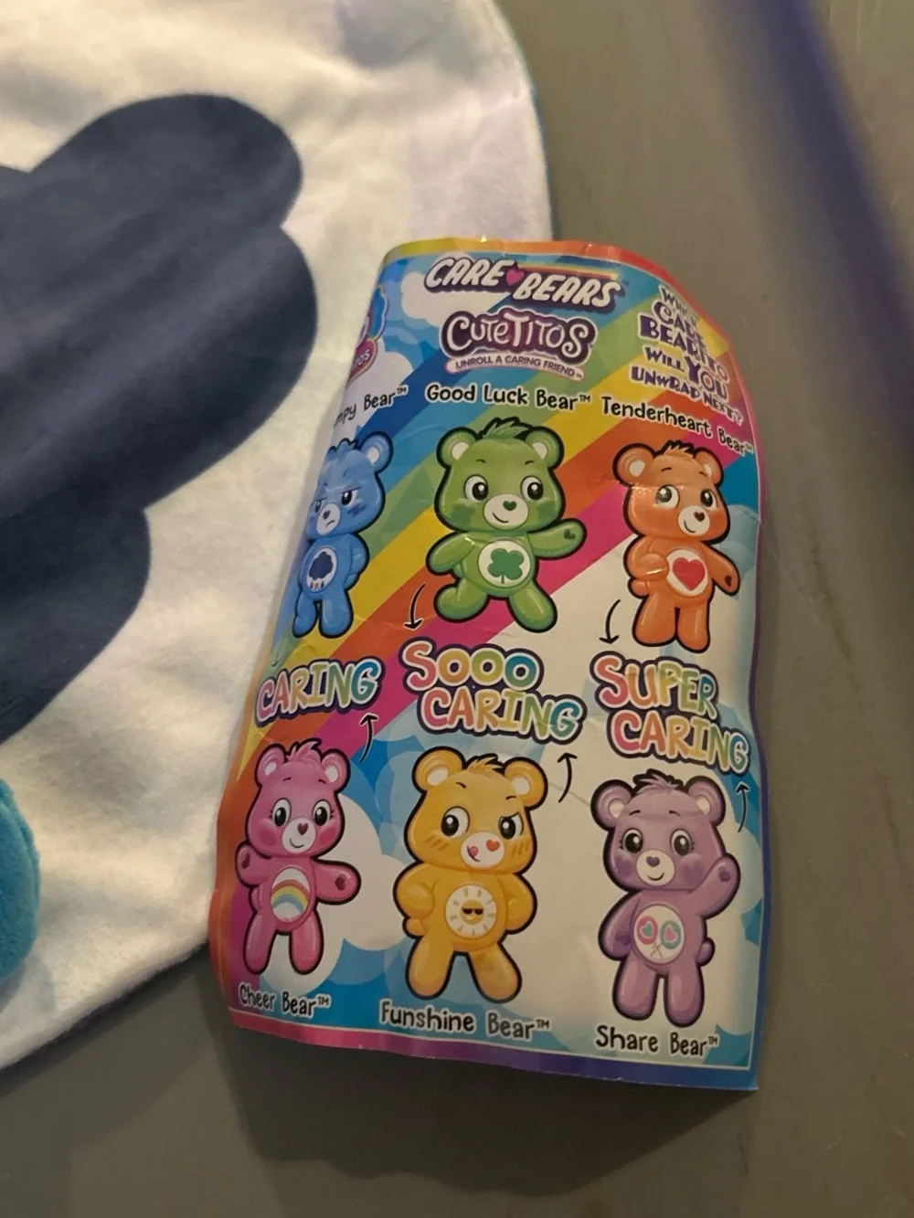 Care Bears Grumpy Bear Blue Plush with Rainbow Wrap